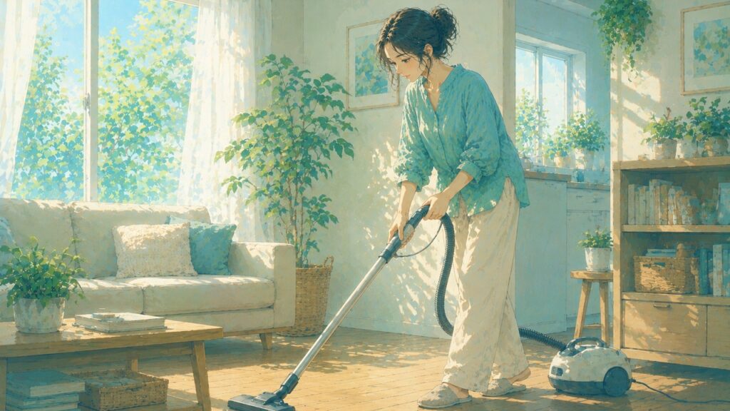家事の合間に在宅副業の時間を作る女性